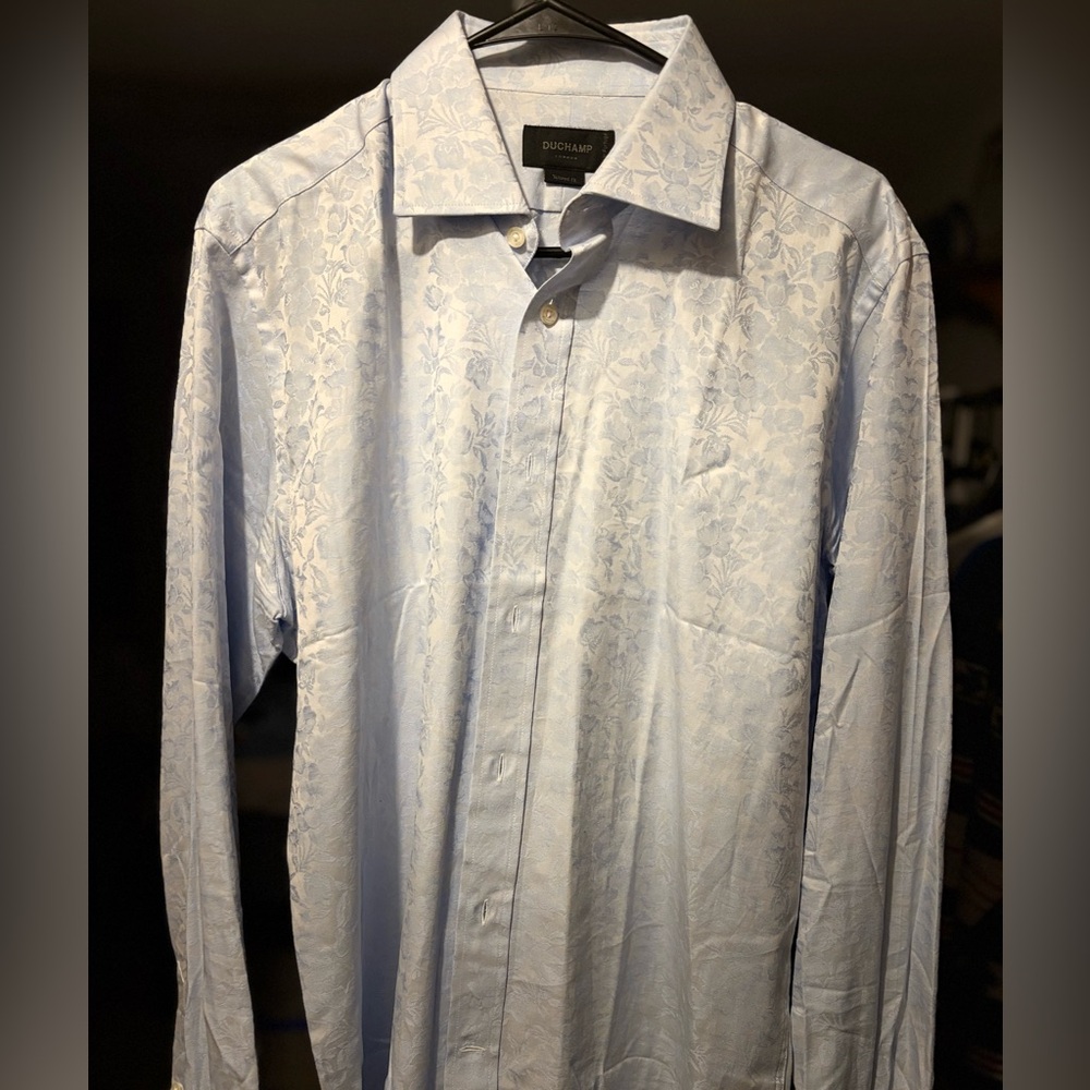 RARE Limited Edition Duchamp Sky Blue Floral Dress Shirt